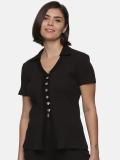 HERE&NOW Casual Solid Women Black Top