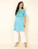 Fabindia Casual Printed Women Blue Top