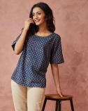 Fabindia Casual Printed Women Blue Top