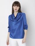 VERO MODA Casual Solid Women Blue Top