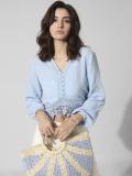 ONLY Casual Solid Women Light Blue Top