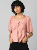 ONLY Casual Self Design Women Pink Top