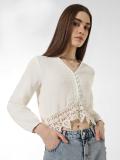 ONLY Casual Self Design Women White Top