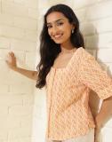 Fabindia Casual Printed Women Beige Top