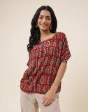 Fabindia Casual Printed Women Red Top