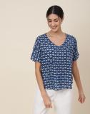 Fabindia Casual Printed Women Blue Top