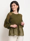 La Zoire Casual Solid Women Light Green Top