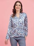 PLUSS Casual Printed Women Blue, Dark Blue, White Top