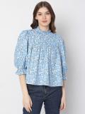 VERO MODA Casual Floral Print Women Blue Top