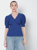 VERO MODA Casual Striped Women Blue Top