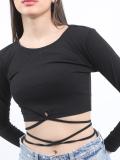 Tokyo Talkies Casual Solid Women Black Top