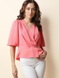 VERO MODA Casual Solid Women Pink Top