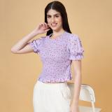 PEOPLE Casual Printed Women Purple, Pink Top