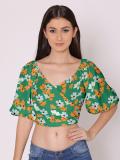 Dressberry Casual Floral Print Women Green Top