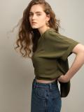 VERO MODA Casual Solid Women Dark Green Top