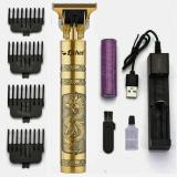 LICHEE LT-B01 Battery Operated Golden Beard Hair Shaving Clipper With 4 Guide Combs Trimmer 120 min  Runtime 4 Length Settings (Gold)