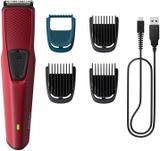 PHILIPS BT1235/18 Trimmer 60 min  Runtime 4 Length Settings (Maroon)