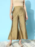 LIBAS Flared Women Gold Trousers