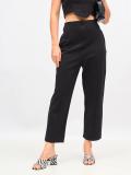 SASSAFRAS Straight Fit Women Black Trousers