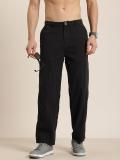 HERE&NOW Loose Fit Men Black Trousers