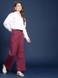 Mast & Harbour Regular Fit Women Maroon Trousers