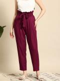 Mast & Harbour Regular Fit Women Maroon Trousers