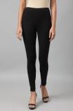 W Ankle Length Ethnic Wear Legging (Black, Solid)