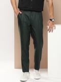 encore by INVICTUS Regular Fit Men Green Trousers