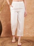 Sangria Regular Fit Women White Trousers