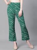 OXOLLOXO Women Green Printed Elasticated Pant Regular Fit Women Green Trousers