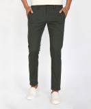 PETER ENGLAND Skinny Fit Men Dark Green Trousers