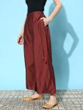 LIBAS Flared Women Maroon Trousers