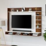 BLUEWUD Primax Grande TV Unit with Storage Shelves for Decor Display Upto 50 Inches Engineered Wood TV Entertainment Unit (Finish Color - Brown Maple & White, DIY(Do-It-Yourself))