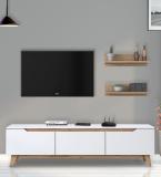 Spyder Craft Matte Finish D1 TV Unit with Wall Shelf Engineered Wood TV Entertainment Unit (Finish Color - White Basket Walnut, DIY(Do-It-Yourself))