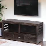 Ikiriya Allen Sheesham Wood Contemporary Cabinet for TV upto 55 inch Solid Wood TV Entertainment Unit (Finish Color - DARK MAHAGONY FINISH, Pre-assembled)