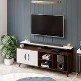 BLUEWUD Skiddo TV Unit With Storage Shelves for Books & D cor Upto 55 Inches TV Engineered Wood TV Entertainment Unit (Finish Color - Wenge & White, DIY(Do-It-Yourself))