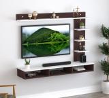 SNQ Engineered Wood Wall Mount TV Unit/TV Stand for 55" TV Engineered Wood TV Entertainment Unit (Finish Color - Wenge & White, DIY(Do-It-Yourself))