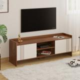 BLUEWUD Charley TV Unit With Storage Shelves for Books & D cor Upto 55 Inches TV Engineered Wood TV Entertainment Unit (Finish Color - Maple Brown & White, DIY(Do-It-Yourself))