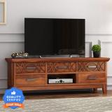 Flipkart Perfect Homes Camellia Sheesham ( Rosewood) Solid Wood TV Entertainment Unit (Finish Color - Honey Oak Finish, Pre-assembled)