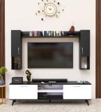 Spyder Craft Matte Finish B12 TV Unit with Wall Shelf for Living Room Bedroom Engineered Wood TV Entertainment Unit (Finish Color - White, Brown-2, DIY(Do-It-Yourself))