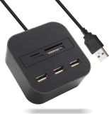 jihaan USB Hub 2.0 480Mbps USB Combo Card Reader All in 1 Multi USB Splitter Card Reader (Black)