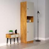 Hexa Red Engineered Wood 2 Door Wardrobe (Finish Color - Giant Wood & Frosty White, Knock Down)