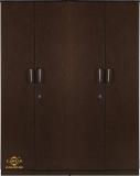 CASPIAN Wooden Almirah for Clothes and Stacking space -Home Furniture Storage Engineered Wood 4 Door Wardrobe (Finish Color - Dark Brown, Mirror Included, Pre-assembled)