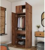 Wakefit Gingham Engineered Wood 2 Door Wardrobe (Finish Color - Columbian Walnut with Loft, Drawer & Hanging Space, Knock Down)