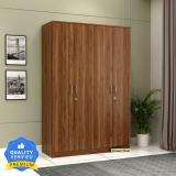 Wooden Street Kayden Premium Engineered Wood 4 Door Multi Utility Wardrobe With Lock Engineered Wood 4 Door Wardrobe (Finish Color - Columbian Walnut Finish, Knock Down)