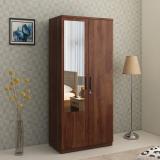 SPACEWOOD Engineered Wood 2 Door Wardrobe (Finish Color - SHEESHAM, Mirror Included, Knock Down)