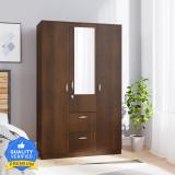 Nilkamal MOZART Engineered Wood 3 Door Wardrobe (Finish Color - Walnut, Knock Down)