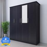 Flipkart Perfect Homes Julian Engineered Wood 4 Door Wardrobe (Finish Color - Chocolate Wenge, Mirror Included, Knock Down)