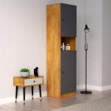 Hexa Red Wardrobe Wooden for Living Room, Bedroom Shelf Storage 3 Year Warranty Engineered Wood 2 Door Wardrobe (Finish Color - Giant Wood & Slate Grey, Knock Down)