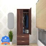 Mintwud from Pepperfry Ren Engineered Wood 2 Door Wardrobe (Finish Color - Walnut, Knock Down)